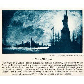 1943 Rotogravure Joseph Pennell Statue of Liberty