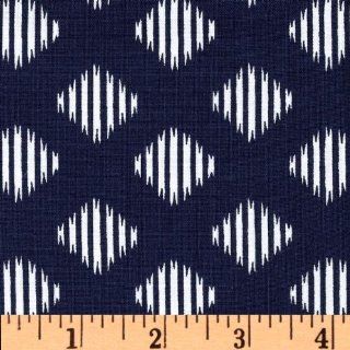 44 Wide Anchors Away Diamond Ikat Navy Fabric By The