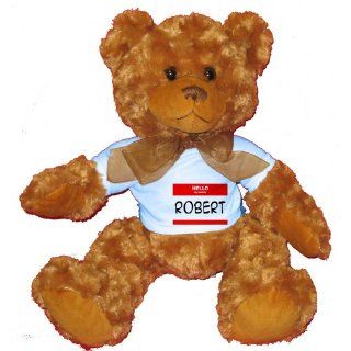 HELLO my name is ROBERT Plush Teddy Bear with BLUE T Shirt