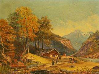 Homestead Valley Landscape Signed Oil Painting 1950s
