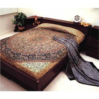 Bagroo Print Indian Bedspread, Double Size