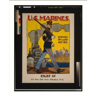 Historic Print (M) U.S. Marine Corps   Service on land