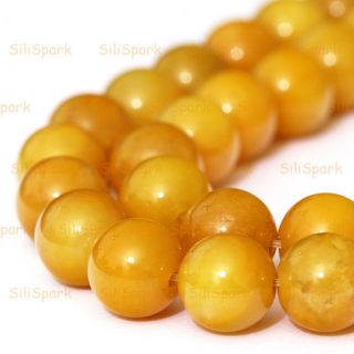 8mm Natural Honey Yellow Jade Round Gemstone Bead