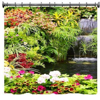   Flowers & Waterfall Shower Curtain   69 X 70
