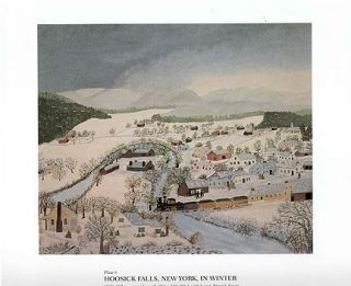 Grandma Moses Print Hoosick Falls New York in Winter