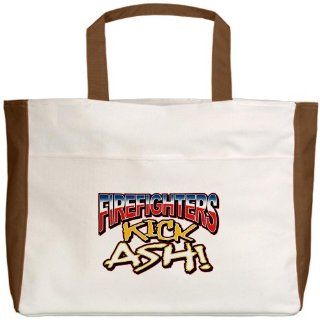 Beach Tote Mocha Firefighters Kick Ash Exclamation   Fire