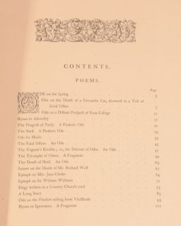 1874 Poems and Letters of Thomas Gray Riviere Binding Portrait and