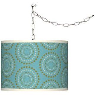 Blue Calliope Linen Brushed Silver Plug In Swag Pendant