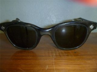 RARE Vtg Steampunk Motorcycle Horn Rimmed Safety Glasses Goggles w