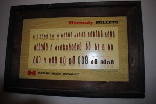 Hornady Bullets Display Board Hunting Firearms 1968 Real Bullets Gift