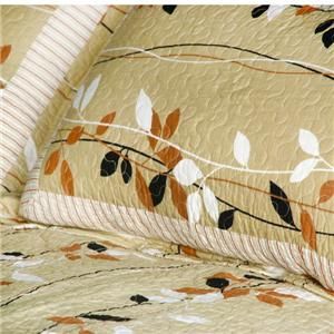 PC Dancing Branch Tan Leaves Rust 100% Cotton Vermicelli Queen Quilt