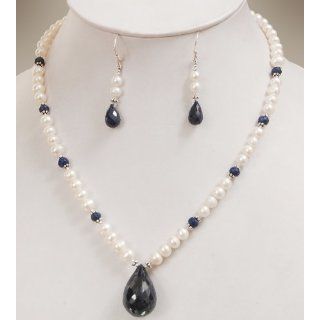 Stunning Single Strand Natural Faceted Sapphire Drop & Pearl Beaded