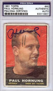 Paul Hornung Autographed Signed 1961 Topps Card PSA DNA 83313931