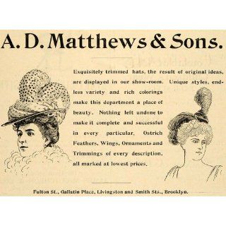 1898 Ad A. D. Matthews Womens Hat Fashion Brooklyn
