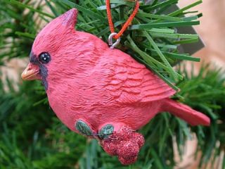New Cardinal Bird on Berry Branch Christmas Ornament