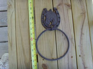 Rustic Horseshoe Horse Towel Ring Cast Iron