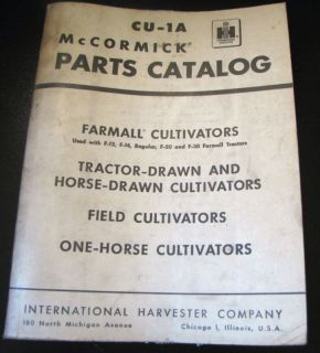 IH Farmall Horse Drawn Field Cultivator Part Manual F 12 F 14 F 20 F