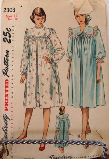  Misses Maternity Hospital Gown Sz 12 B30 H33 Copyright 1948