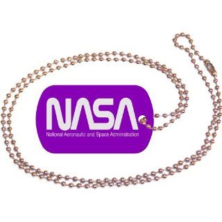 Nasa Worm Logo Purple Dog Tag with Neck Chain Everything