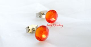Fire Opal Orange Swarovski Crystal Stud Earrings Hot
