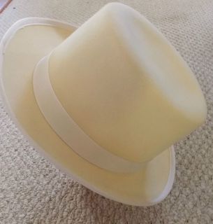 New 100 Pure Wool White Top Hat with Band