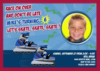 Roller Skating Skate Custom Birthday Invitations