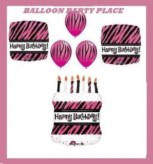 Happy Birthday Hot Pink Zebra Polka Dots Party Balloons Supplies Berry