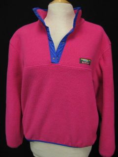 Ll Bean Hot Pink Pullover 1 4 Snap Fleece Womens Jacket Size Medium