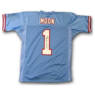 This Mitchell & Ness powder blue Houston Oilers jersey has been signed