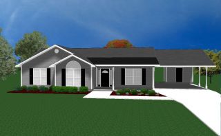 House Plans for 1490 Sq ft 3 Bedroom House w Carport