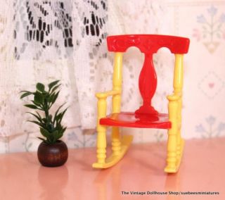 Renwal Vintage Dollhouse Furniture Classic Rocker Plant 3 4