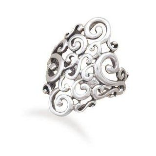 Sterling Silver Oxidized Filigree Design Ring / Size 9