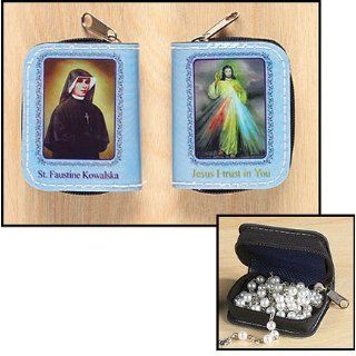 Divine Mercy Jesus with St. Faustina Rosary case