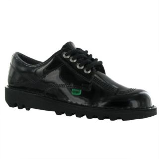 Kickers Kick Lo Patent Black Leather Womens Shoes Shoes