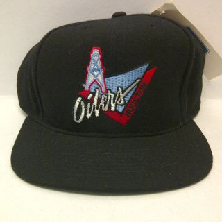 Houston Oilers Black Wool Flat Bill Snapback Hat