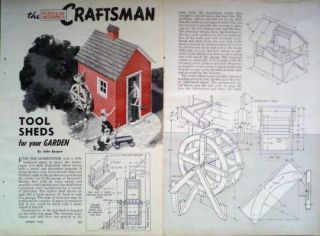 How to Build Garden Tool Shed 2 Designs Water Wheel Lean to 1954 DIY