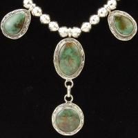 Southwestern Sterling Silver Turquoise 5pc Necklace Bracelet Earrings