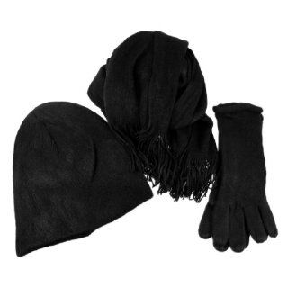 Super Soft Black Winter Scarf, Hat, Gloves Set Clothing