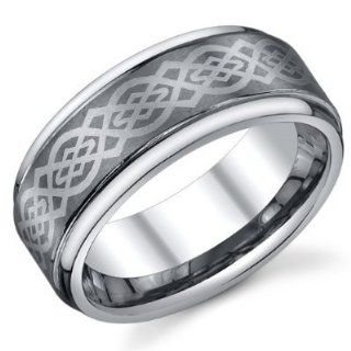 9mm Mens Tungsten Carbide Ring Wedding Band with Laser Engraved