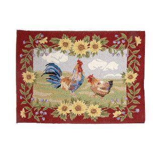 Decorative Rooster Design Wool Accent Rug By Valerie Home