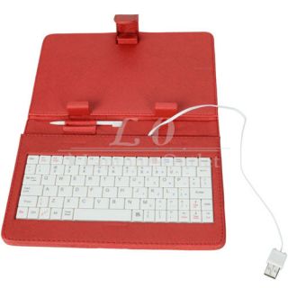 USB White Keyboard Leather Case Stand Cover +Stylus for 7 Tablet PC