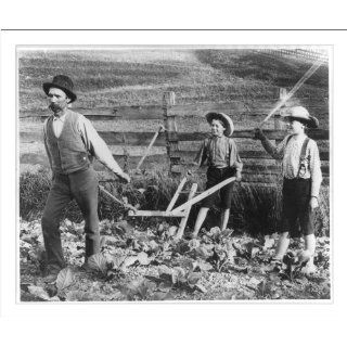 Historic Print (M) [Man pulling plow; one boy behind plow