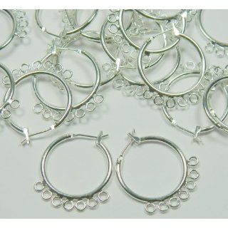 10 Beading Silver Plated Brass 23mm Round 7 Loop Earring