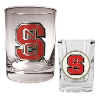 N. C. State Wolf Pack Rocks Glass & Shot Glass Set