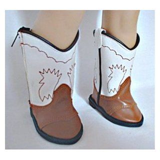 Doll Clothing White & Brown Cowgirl Boots. These Cowgirl