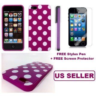  KINGS  Purple Polka Dot Soft Gel Skin Case Cover Iphone 5