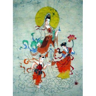 Chinese Art Batik Tapestry Wall Decor Guanyin Buddha