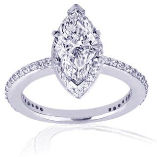1.25 Ct Marquise Cut Halo Diamond Engagement Ring Pave Set