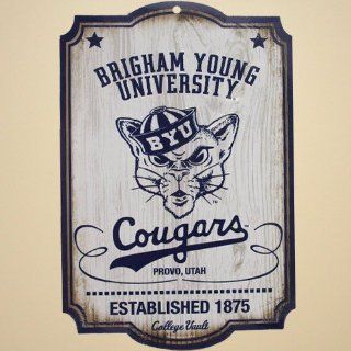 NCAA Brigham Young Cougars 11 x 17 Vault Wooden Sign