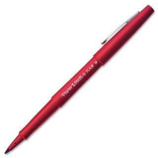 Paper Mate Flair Point Guard Porous Point Pens, 12 Red